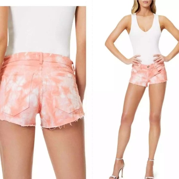 Y2K Ramy Brook Denim Pink Tie Dye Cut Out Shorts - Picture 1 of 7